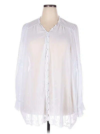 Pre-owned Torrid Long Sleeve Blouse In White