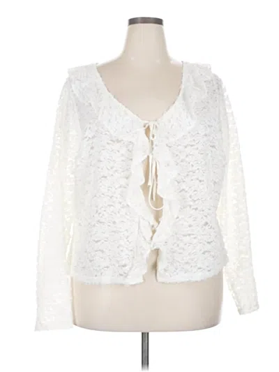 Pre-owned Torrid Long Sleeve Blouse In White