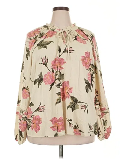 Pre-owned Torrid Long Sleeve Blouse In White