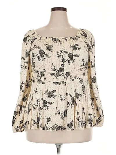 Pre-owned Torrid Long Sleeve Blouse In White