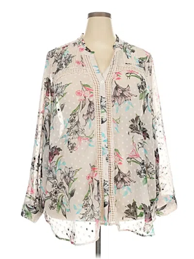 Pre-owned Torrid Long Sleeve Blouse In White