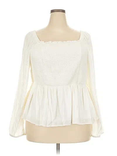 Pre-owned Torrid Long Sleeve Blouse In White