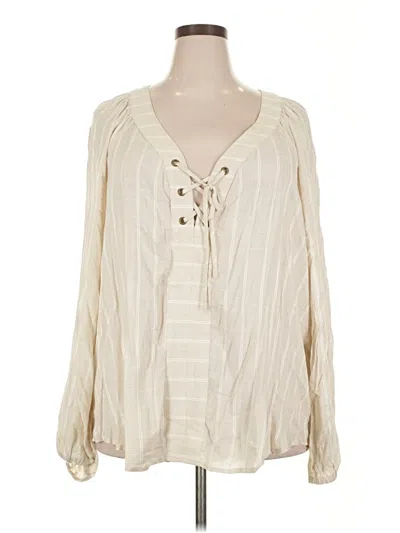 Pre-owned Torrid Long Sleeve Blouse In White