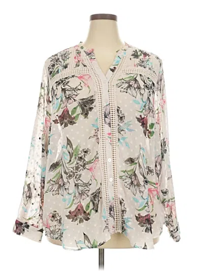 Pre-owned Torrid Long Sleeve Blouse In White
