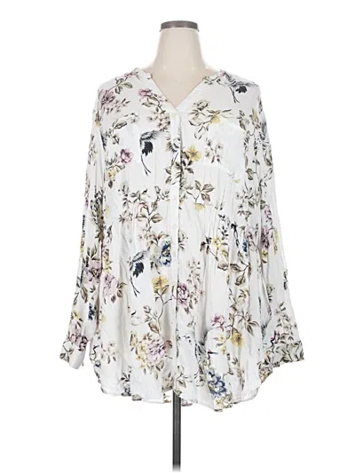 Pre-owned Torrid Long Sleeve Blouse In White
