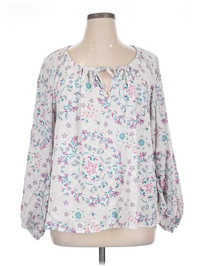 Pre-owned Torrid Long Sleeve Blouse In White