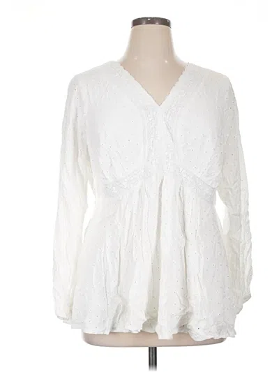 Pre-owned Torrid Long Sleeve Blouse In White