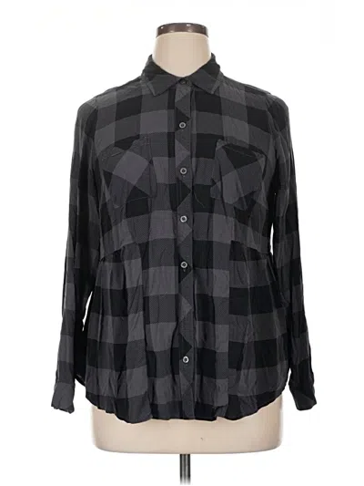 Pre-owned Torrid Long Sleeve Button Down Shirt In Black