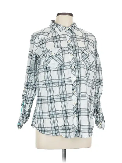 Pre-owned Torrid Long Sleeve Button Down Shirt In Blue