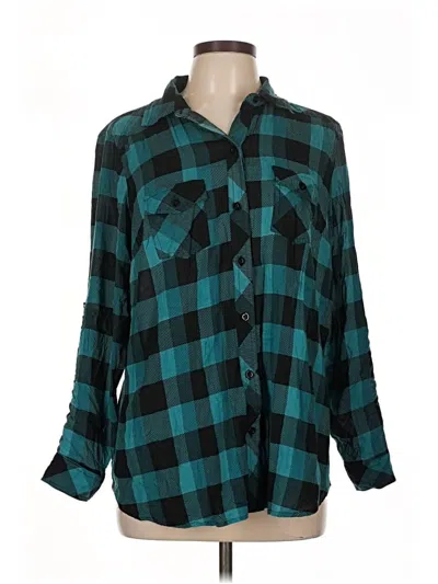 Pre-owned Torrid Long Sleeve Button Down Shirt In Blue