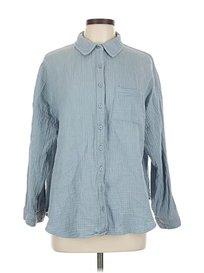 Pre-owned Torrid Long Sleeve Button Down Shirt In Blue
