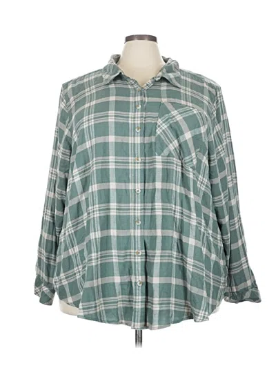 Pre-owned Torrid Long Sleeve Button Down Shirt In Blue