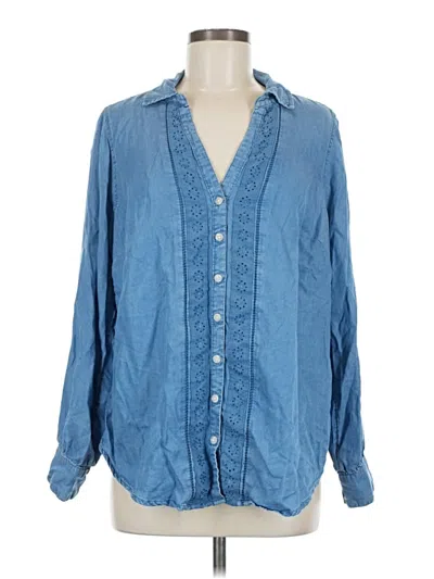 Pre-owned Torrid Long Sleeve Button Down Shirt In Blue