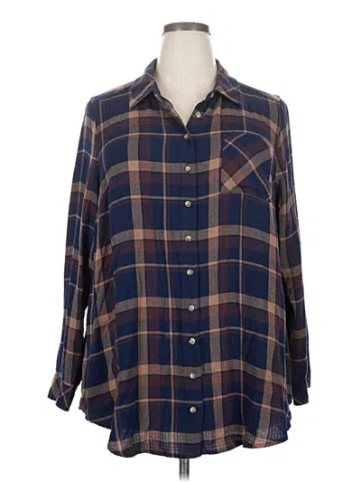 Pre-owned Torrid Long Sleeve Button Down Shirt In Blue
