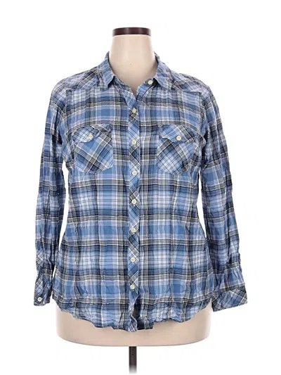 Pre-owned Torrid Long Sleeve Button Down Shirt In Blue