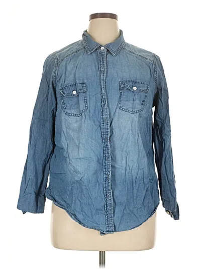 Pre-owned Torrid Long Sleeve Button Down Shirt In Blue