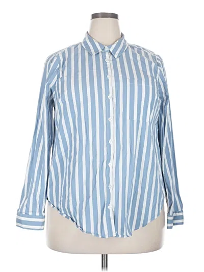 Pre-owned Torrid Long Sleeve Button Down Shirt In Blue