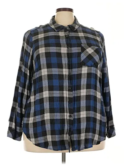 Pre-owned Torrid Long Sleeve Button Down Shirt In Blue