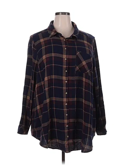 Pre-owned Torrid Long Sleeve Button Down Shirt In Blue