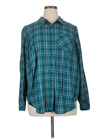 Pre-owned Torrid Long Sleeve Button Down Shirt In Blue