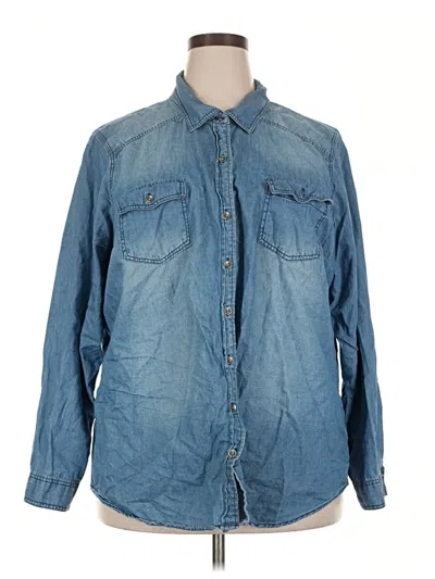 Pre-owned Torrid Long Sleeve Button Down Shirt In Blue