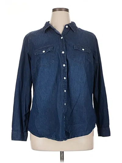 Pre-owned Torrid Long Sleeve Button Down Shirt In Blue