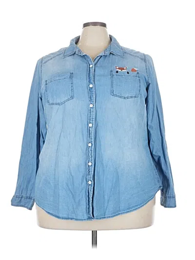 Pre-owned Torrid Long Sleeve Button Down Shirt In Blue