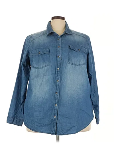 Pre-owned Torrid Long Sleeve Button Down Shirt In Blue