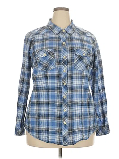 Pre-owned Torrid Long Sleeve Button Down Shirt In Blue