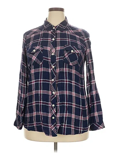 Pre-owned Torrid Long Sleeve Button Down Shirt In Blue