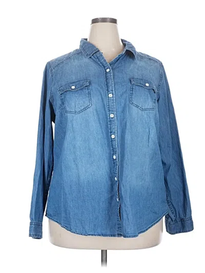 Pre-owned Torrid Long Sleeve Button Down Shirt In Blue