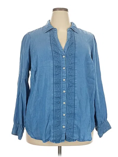 Pre-owned Torrid Long Sleeve Button Down Shirt In Blue