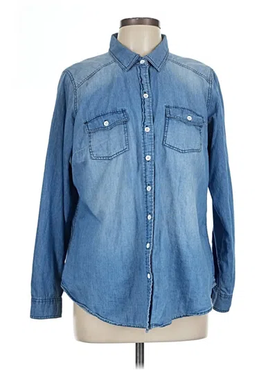 Pre-owned Torrid Long Sleeve Button Down Shirt In Blue