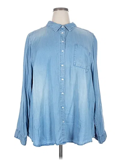 Pre-owned Torrid Long Sleeve Button Down Shirt In Blue