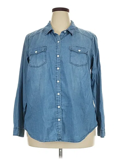 Pre-owned Torrid Long Sleeve Button Down Shirt In Blue