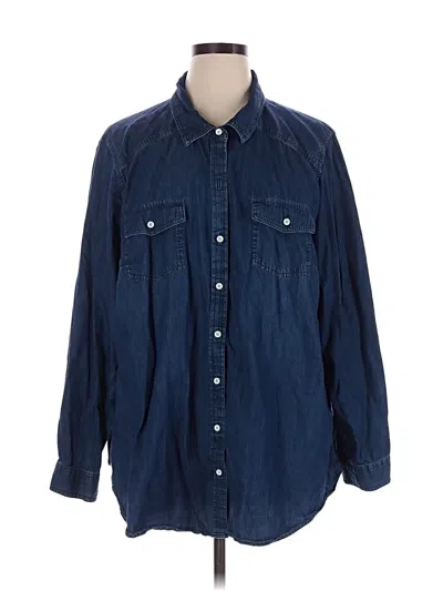 Pre-owned Torrid Long Sleeve Button Down Shirt In Blue