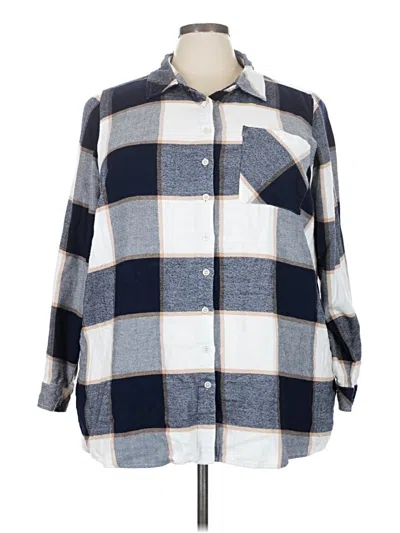 Pre-owned Torrid Long Sleeve Button Down Shirt In Blue