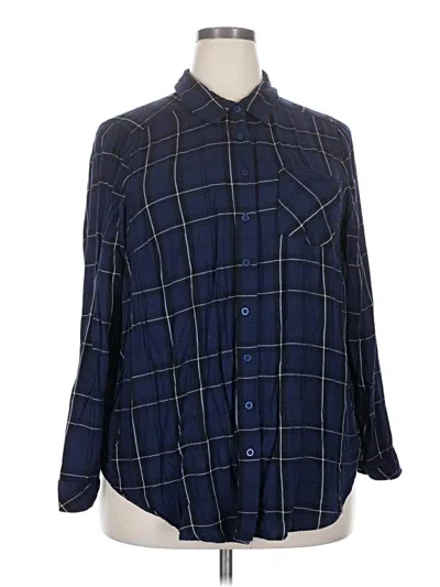 Pre-owned Torrid Long Sleeve Button Down Shirt In Blue
