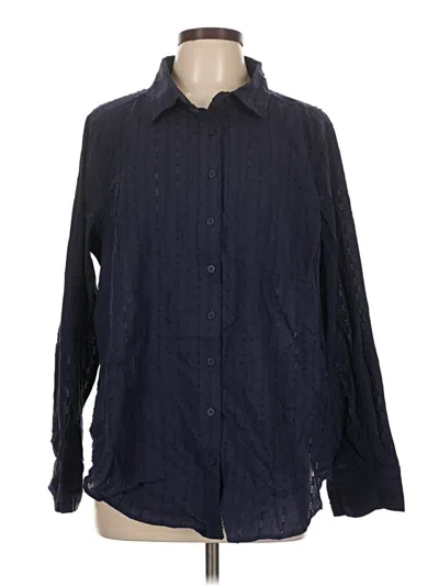 Pre-owned Torrid Long Sleeve Button Down Shirt In Blue