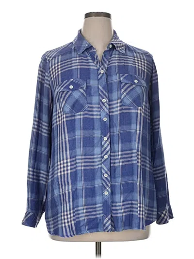 Pre-owned Torrid Long Sleeve Button Down Shirt In Blue