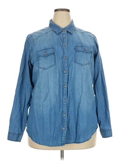 Pre-owned Torrid Long Sleeve Button Down Shirt In Blue