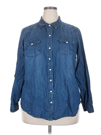 Pre-owned Torrid Long Sleeve Button Down Shirt In Blue