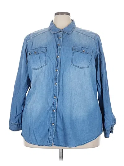 Pre-owned Torrid Long Sleeve Button Down Shirt In Blue