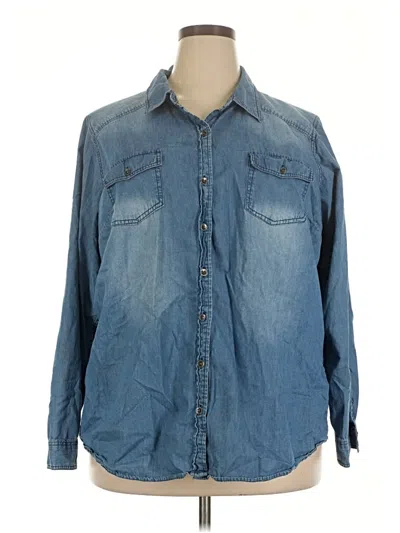 Pre-owned Torrid Long Sleeve Button Down Shirt In Blue