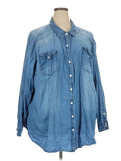 Pre-owned Torrid Long Sleeve Button Down Shirt In Blue