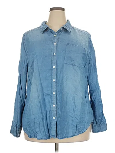 Pre-owned Torrid Long Sleeve Button Down Shirt In Blue
