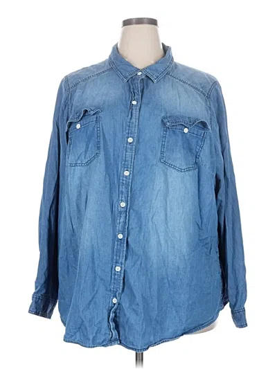 Pre-owned Torrid Long Sleeve Button Down Shirt In Blue