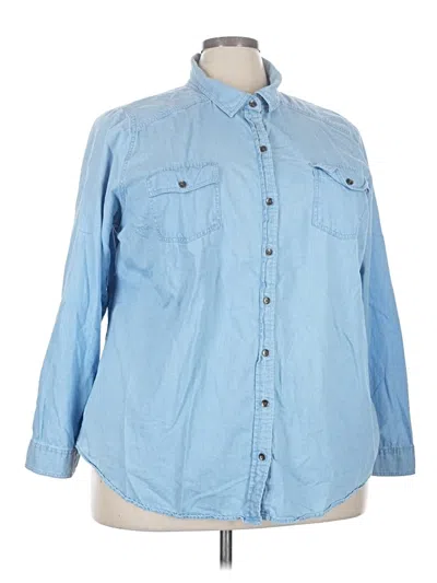 Pre-owned Torrid Long Sleeve Button Down Shirt In Blue