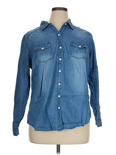 Pre-owned Torrid Long Sleeve Button Down Shirt In Blue