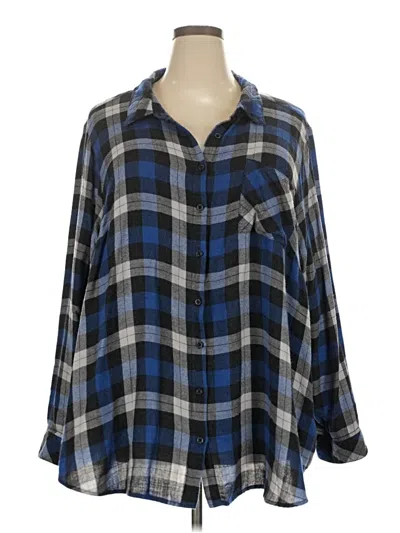 Pre-owned Torrid Long Sleeve Button Down Shirt In Blue